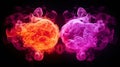 Subatomic proton particle collision. Nuclear fusion concept. Generative AI
