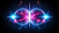 Subatomic proton particle collision. Nuclear fusion concept. Generative AI