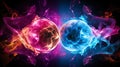 Subatomic proton particle collision. Nuclear fusion concept. Generative AI