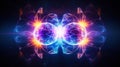 Subatomic proton particle collision. Nuclear fusion concept. Generative AI