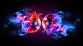 Subatomic proton particle collision. Nuclear fusion concept. Generative AI