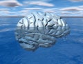 Subconscious mind concept with brain under water. Royalty Free Stock Photo