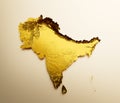 Subcontinent Map Golden metal Color Height map Background 3d illustration