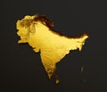 Subcontinent Map Golden metal Color Height map Background 3d illustration