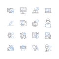 Subcontracted line icons collection. Outsource, Collaboration, Delegation, Contracting, Partnership, Offloading