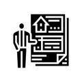 subcontractor bids interior design glyph icon vector illustration