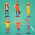 Subculture Hipster People Cartoon Figures Set