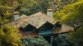 Subdivision Aerial shot. House Roof close up view