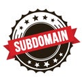 SUBDOMAIN text on red brown ribbon stamp Royalty Free Stock Photo
