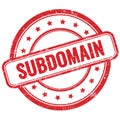 SUBDOMAIN text on red grungy round rubber stamp Royalty Free Stock Photo