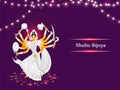 Subho Bijoya Celebration Concept With Statue Of Goddess Durga Maa And Lighting Garland On Purple