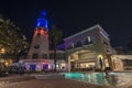 Subic, Philippines - The scenic Lighthouse Marina Resort lit at night