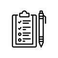Black line icon for Subject, paper and text Royalty Free Stock Photo
