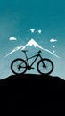 Subject Silhouette of a bike on sky background on a mountain top Royalty Free Stock Photo