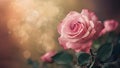 Subject Vintage background with soft bokeh, pink rose flower frame Royalty Free Stock Photo
