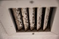 Subjective focus on lint and dirt particles on a ceiling air vent Royalty Free Stock Photo