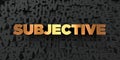 Subjective - Gold text on black background - 3D rendered royalty free stock picture Royalty Free Stock Photo