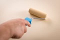 Subjective view of a hand roller-painting