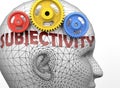 Subjectivity and human mind - pictured as word Subjectivity inside a head to symbolize relation between Subjectivity and the human Royalty Free Stock Photo