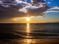 Sublime and beautiful sunset on a beach in Greece Royalty Free Stock Photo