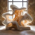 Sublime Light Effects: A White And Brown Abstract Sculpture In A Room