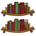 Colorful Cartoon Bookshelf with Bookends Smiling at viewer