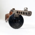 Submachine gun ppsh-41 on a light background.