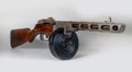 Submachine gun ppsh-41 on a light background.