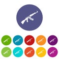 Submachine gun set icons Royalty Free Stock Photo