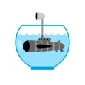 Submarine in Aquarium. Periscope above water. Monitoring space. Royalty Free Stock Photo