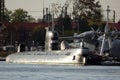 The submarine B-413 stands at the berth of the Museum of the World Ocean in Kaliningrad Royalty Free Stock Photo