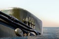 The submarine begins surfacing or diving Royalty Free Stock Photo