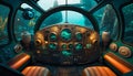 Submarine Control Room, Inside View of a Modern Submarine Cockpit, Generative AI Royalty Free Stock Photo