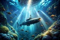 Submarine deep dive a futuristic. Generative AI