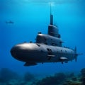 a submarine dives, ai-generatet