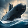 a submarine dives, ai-generatet