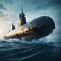 a submarine dives, ai-generatet