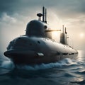 a submarine dives, ai-generatet