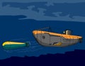Submarine firing a torpedo Royalty Free Stock Photo