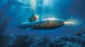 Submarine Floating in Ocean Surrounded by Water Royalty Free Stock Photo