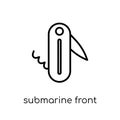 Submarine Front View icon from Army collection. Royalty Free Stock Photo