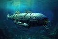 submarine with hydrodynamic shape in ocean depths Royalty Free Stock Photo