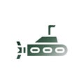 Submarine icon solid gradient green white colour military symbol perfect
