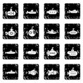 Submarine icons set grunge vector Royalty Free Stock Photo