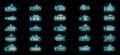 Submarine icons set vector neon Royalty Free Stock Photo