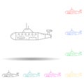 Submarine multi color set icon. Simple thin line, outline vector of army icons for ui and ux, website or mobile application Royalty Free Stock Photo