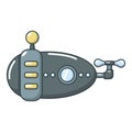 Submarine navy icon, cartoon style