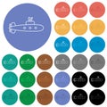 Submarine outline round flat multi colored icons