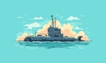 Submarine with Periscope at Surface Royalty Free Stock Photo
