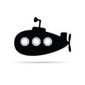 Submarine with periscope vector silhouette Royalty Free Stock Photo